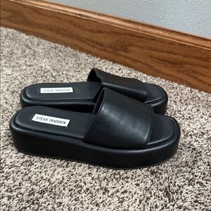 Steve Madden Black Slip-On Platforms